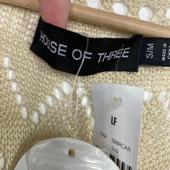 LF House of Three Cream Tan Duster Cardigan Women's Size Small/Medium S/M NWT - Picture 6 of 10
